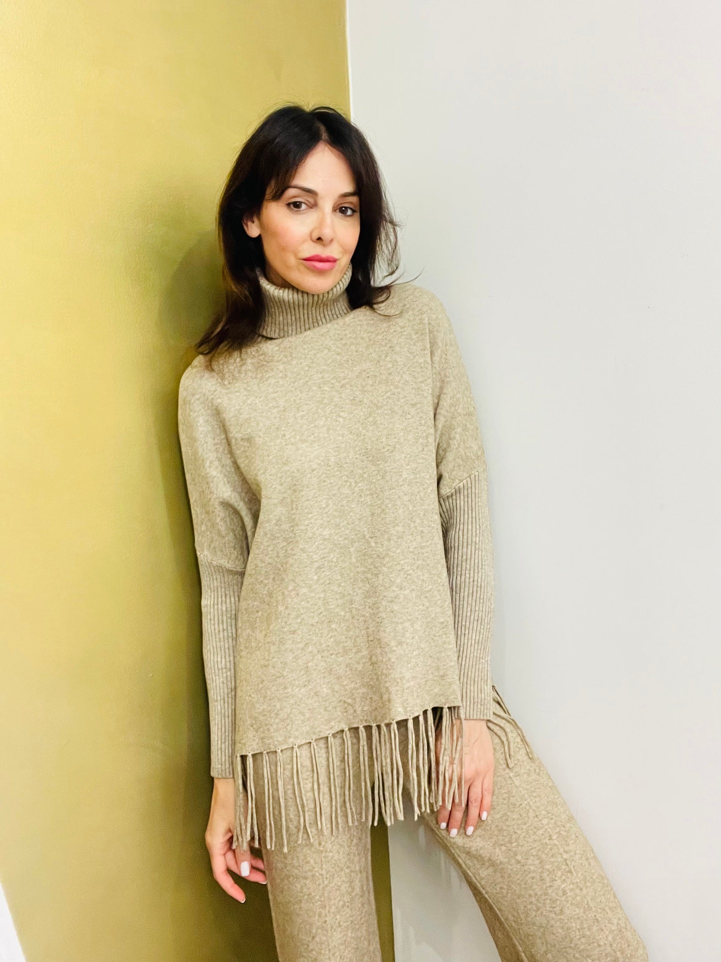 MAGLIA DOLCEVITA CON FRANGE