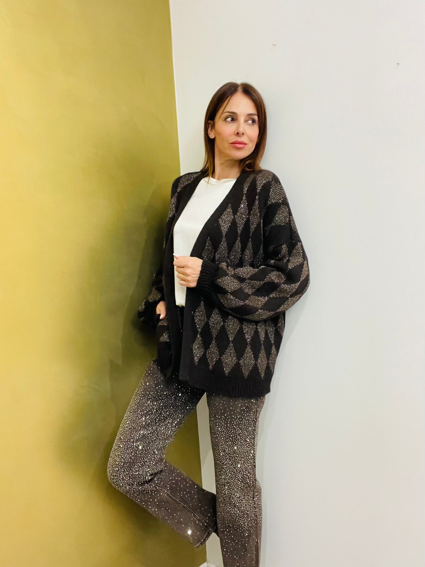 CARDIGAN LUNGO ROMBI