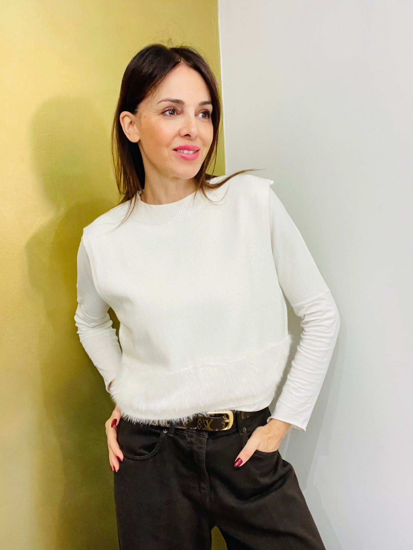 GILET CROP PELLICCIA