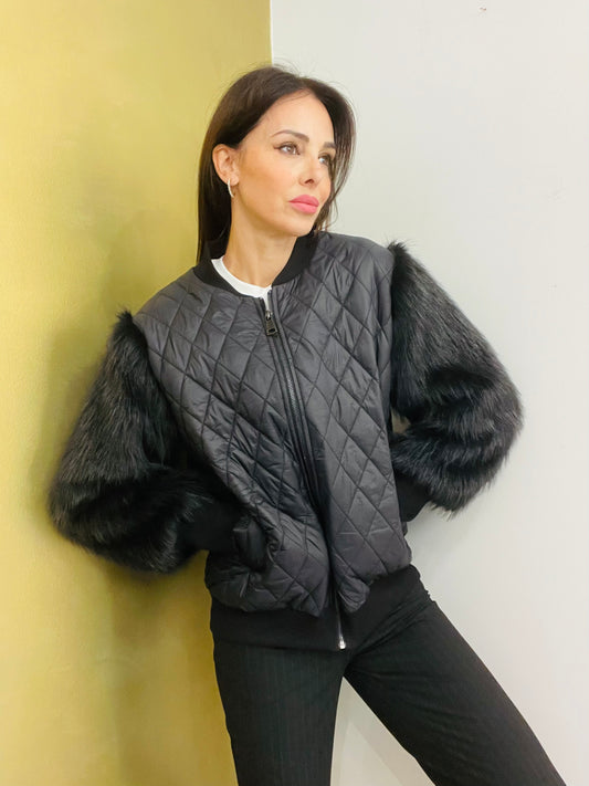 BOMBER TRAPUNTATO ECO PELLICCIA