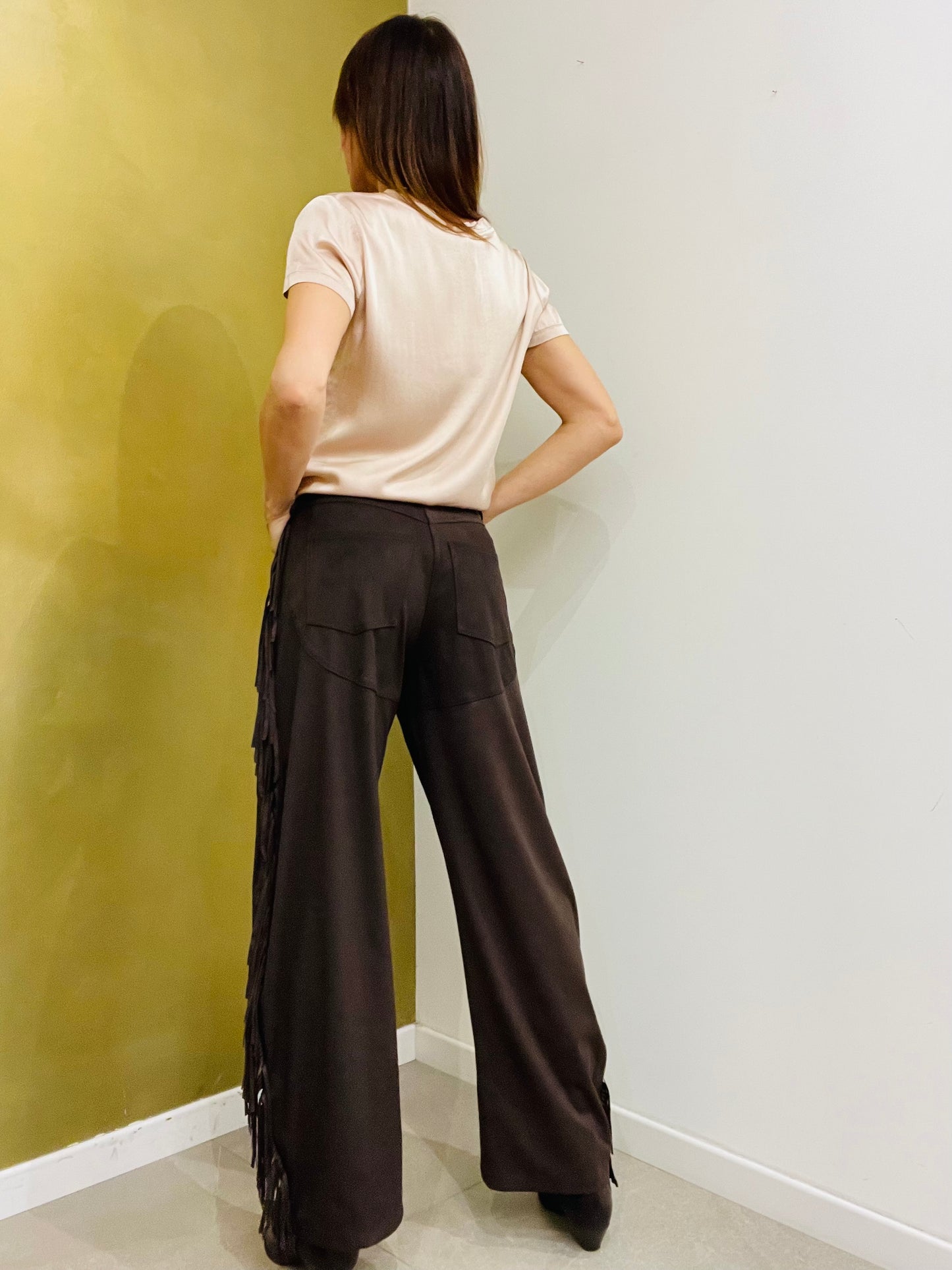 PANTALONE FRANGE SCAMOSCIATO LUMINA