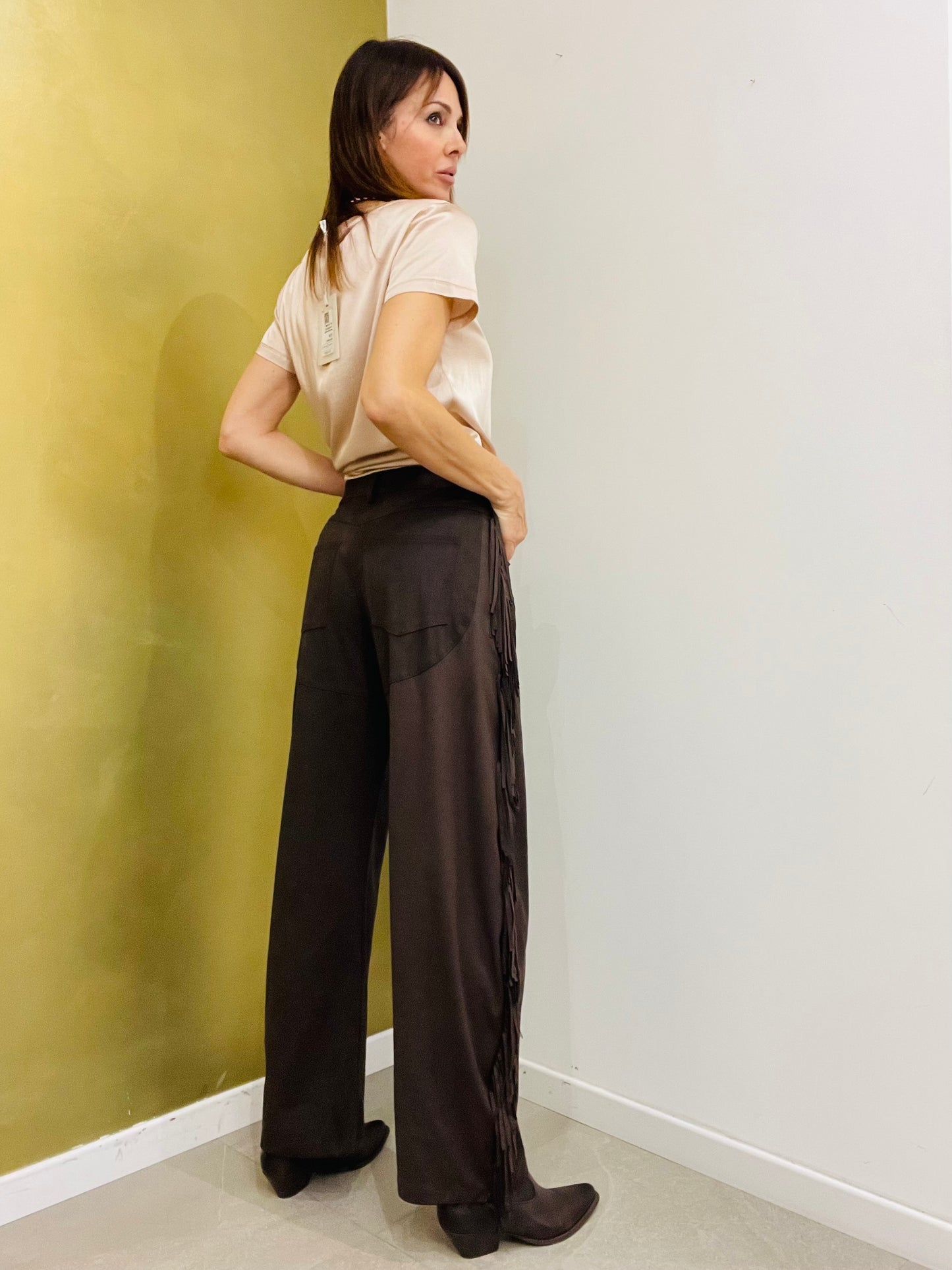 PANTALONE FRANGE SCAMOSCIATO LUMINA