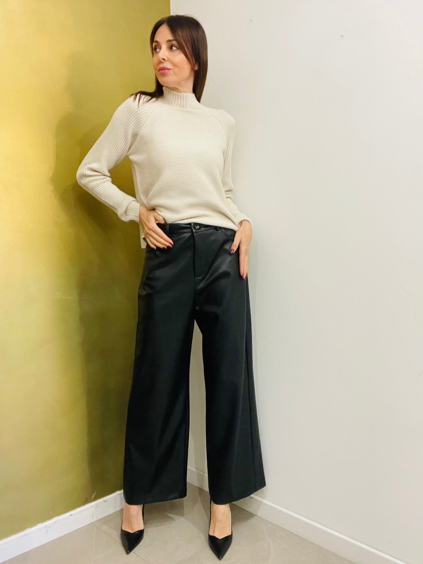 PANTALONE PALAZZO ECOPELLE