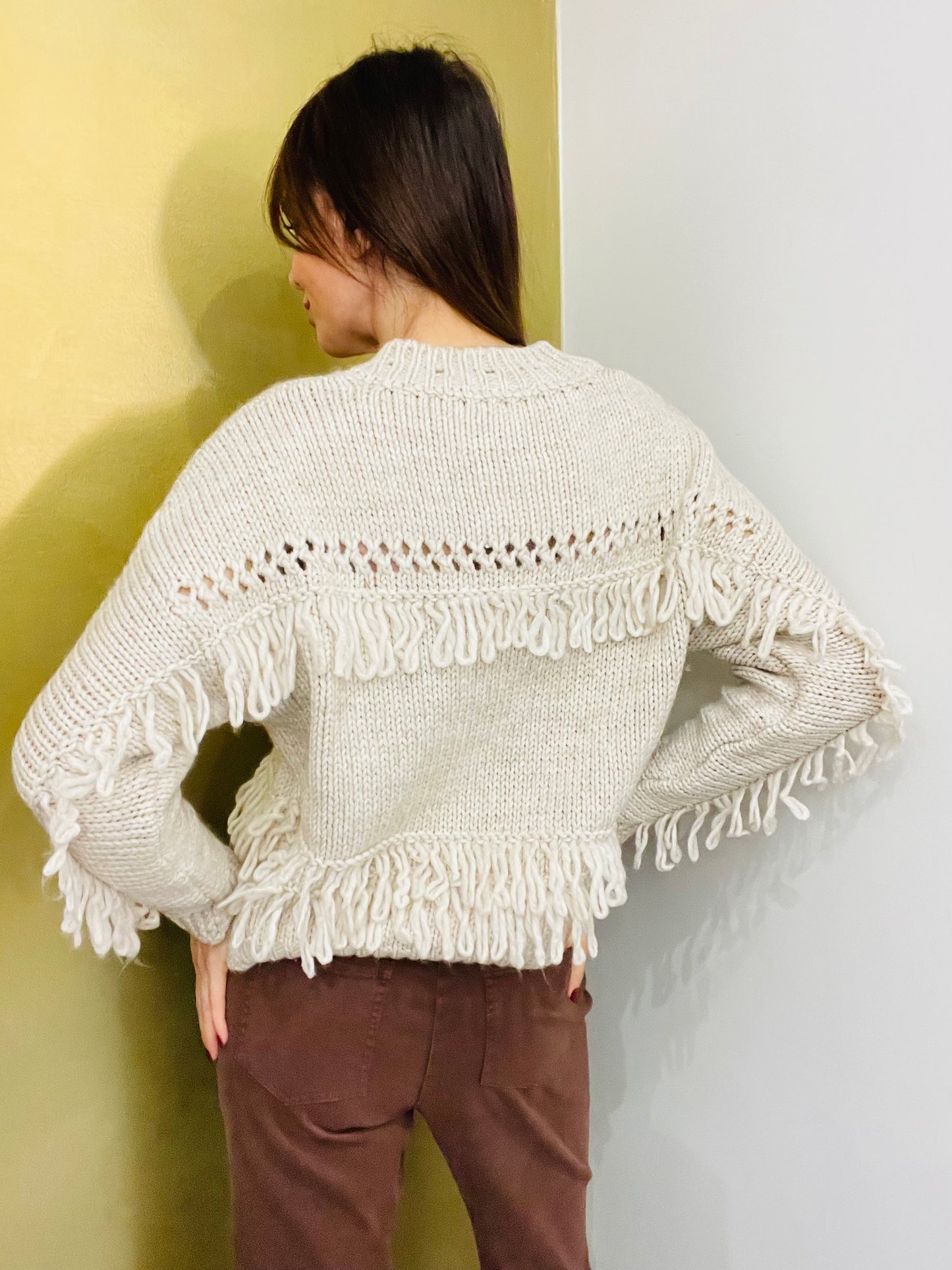 MAGLIA FRANGE ECRU