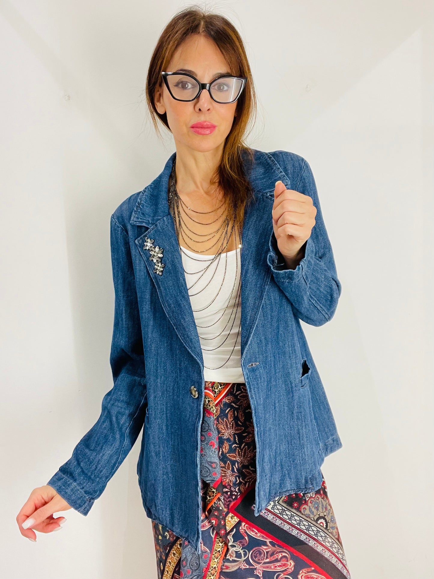 BLAZER JEANS CON SPILLE