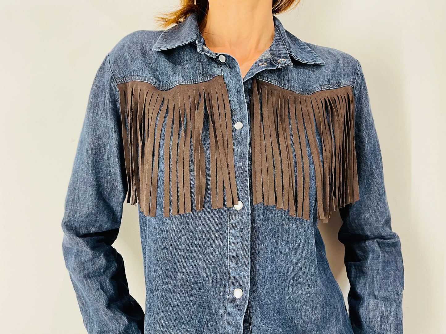 CAMICIA JEANS FRANGE