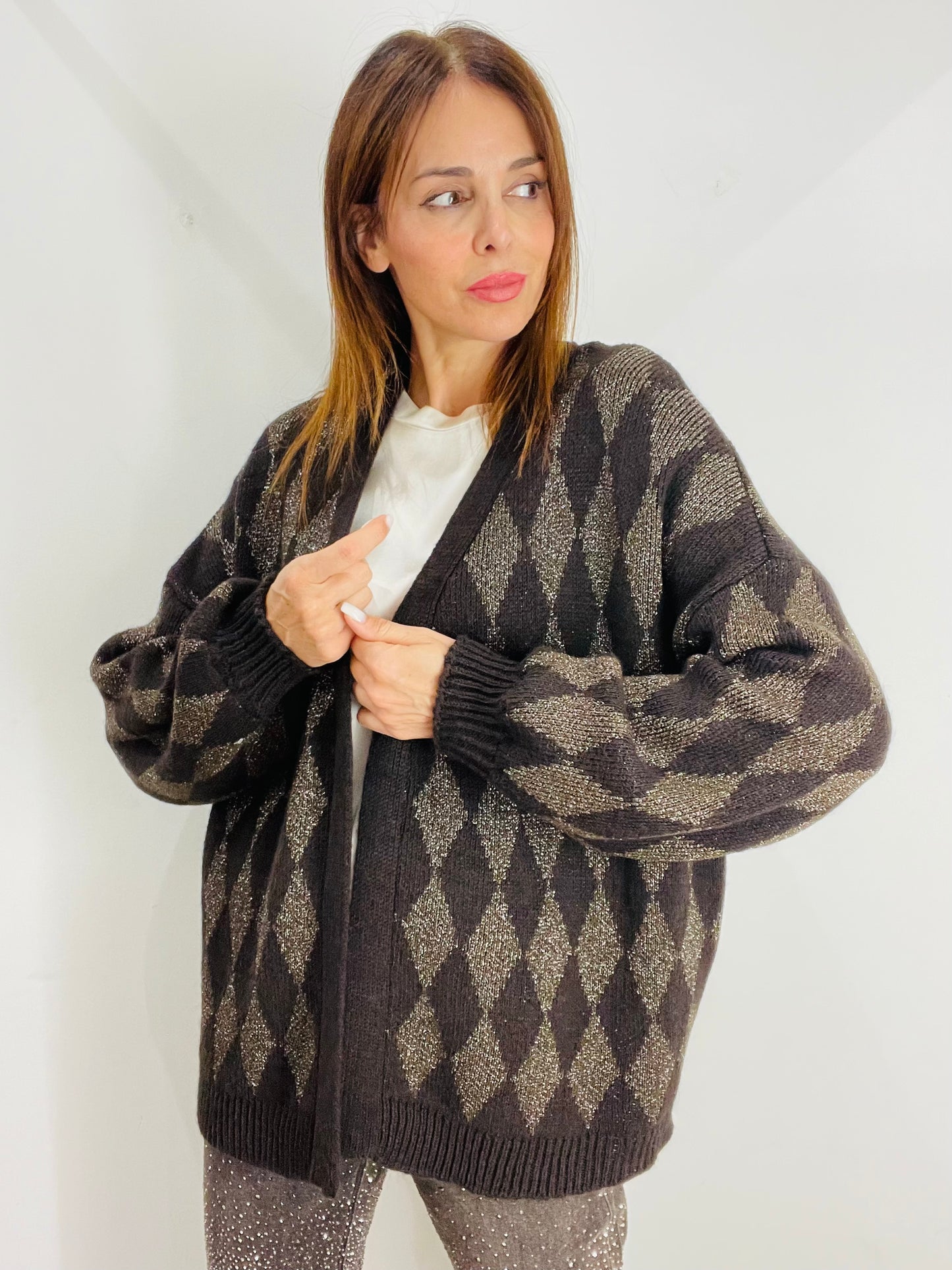 CARDIGAN LUNGO ROMBI