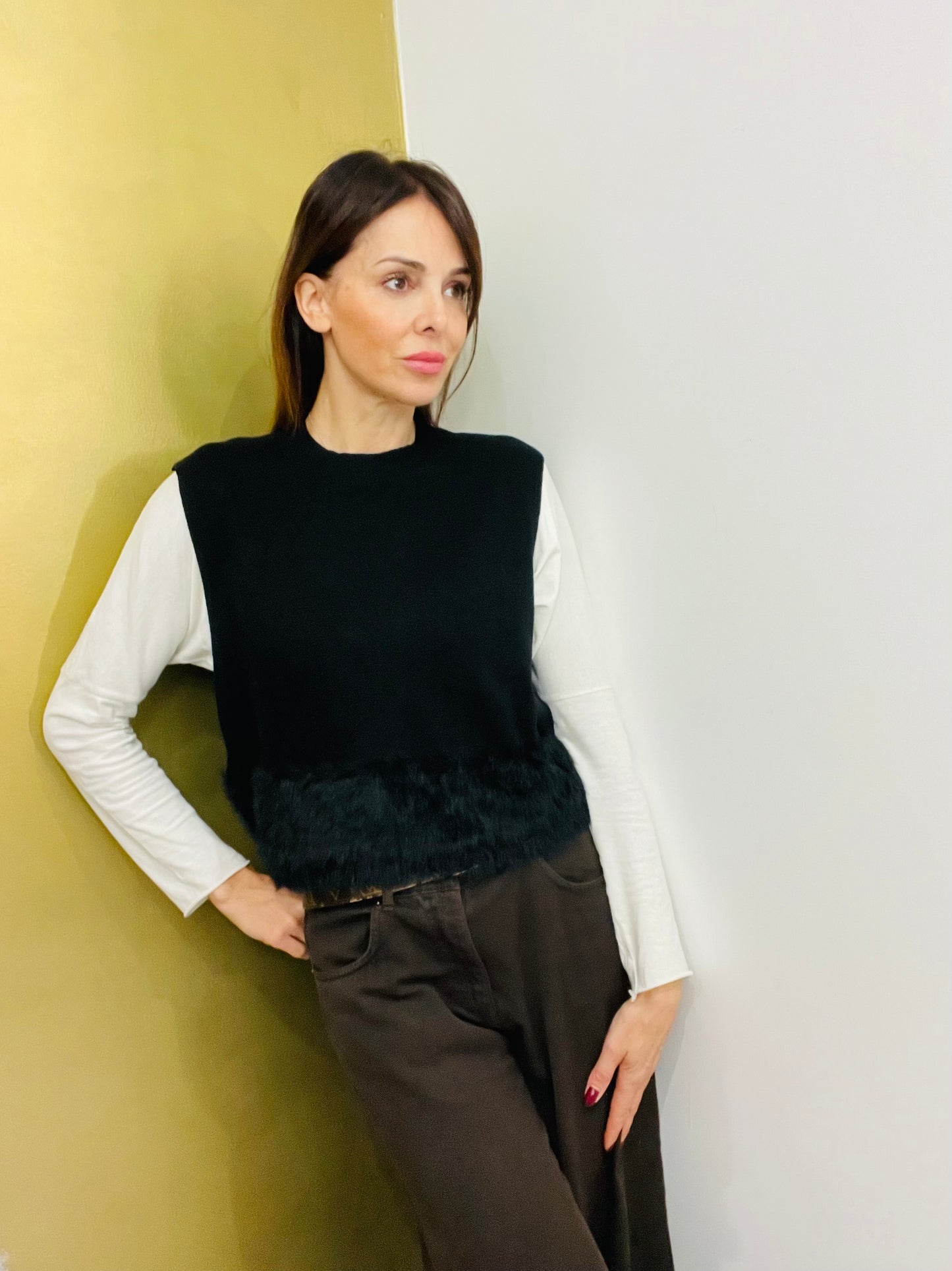 GILET CROP PELLICCIA
