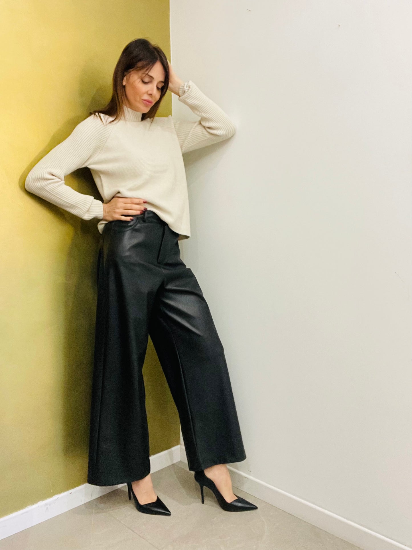 PANTALONE PALAZZO ECOPELLE