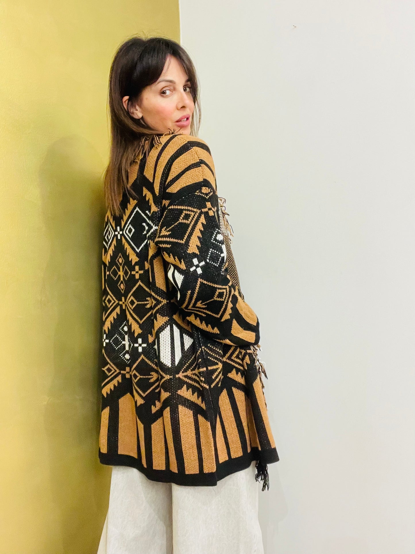 CARDIGAN LUNGO CON FRANGE