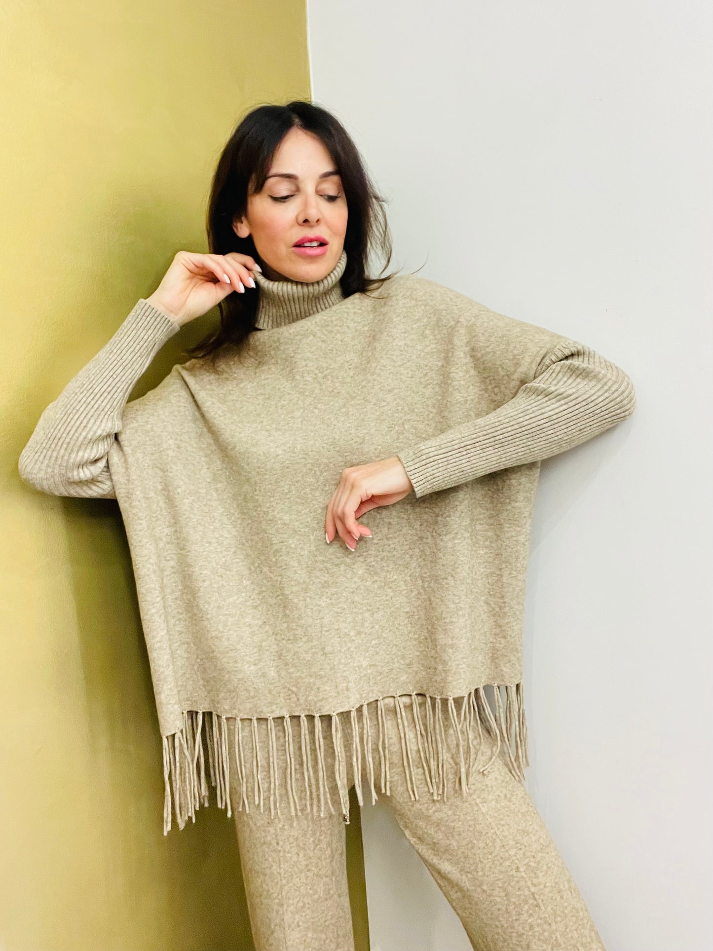 MAGLIA DOLCEVITA CON FRANGE
