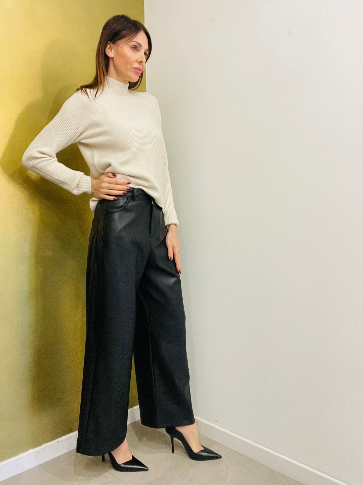 PANTALONE PALAZZO ECOPELLE