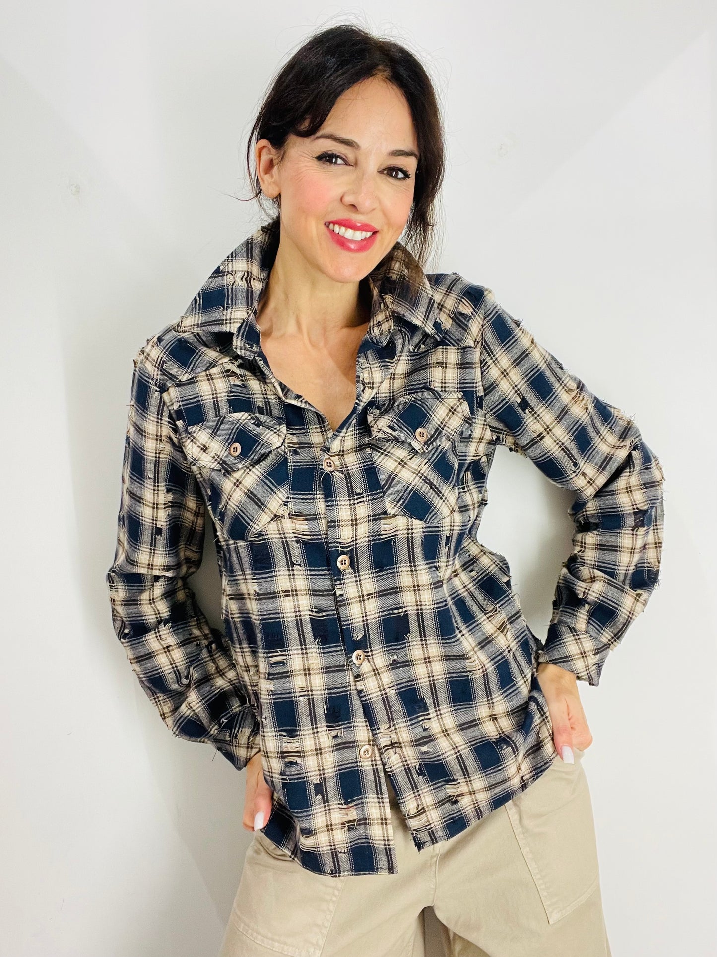 CAMICIA QUADRI CON ROTTURE