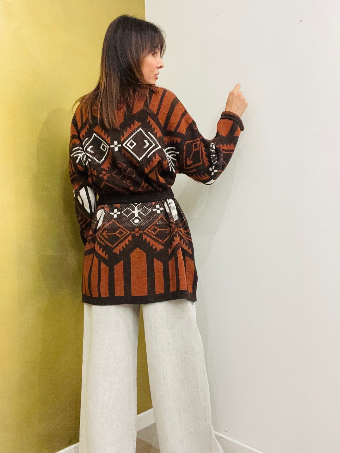 CARDIGAN LUNGO CON FRANGE