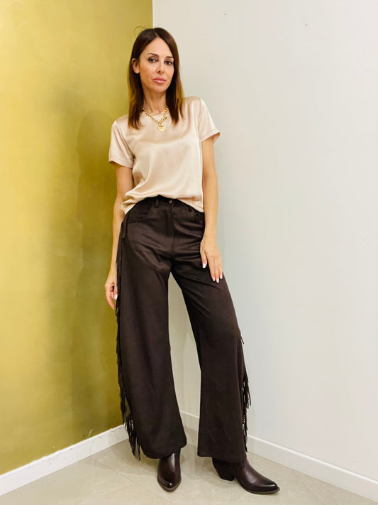 PANTALONE FRANGE SCAMOSCIATO LUMINA