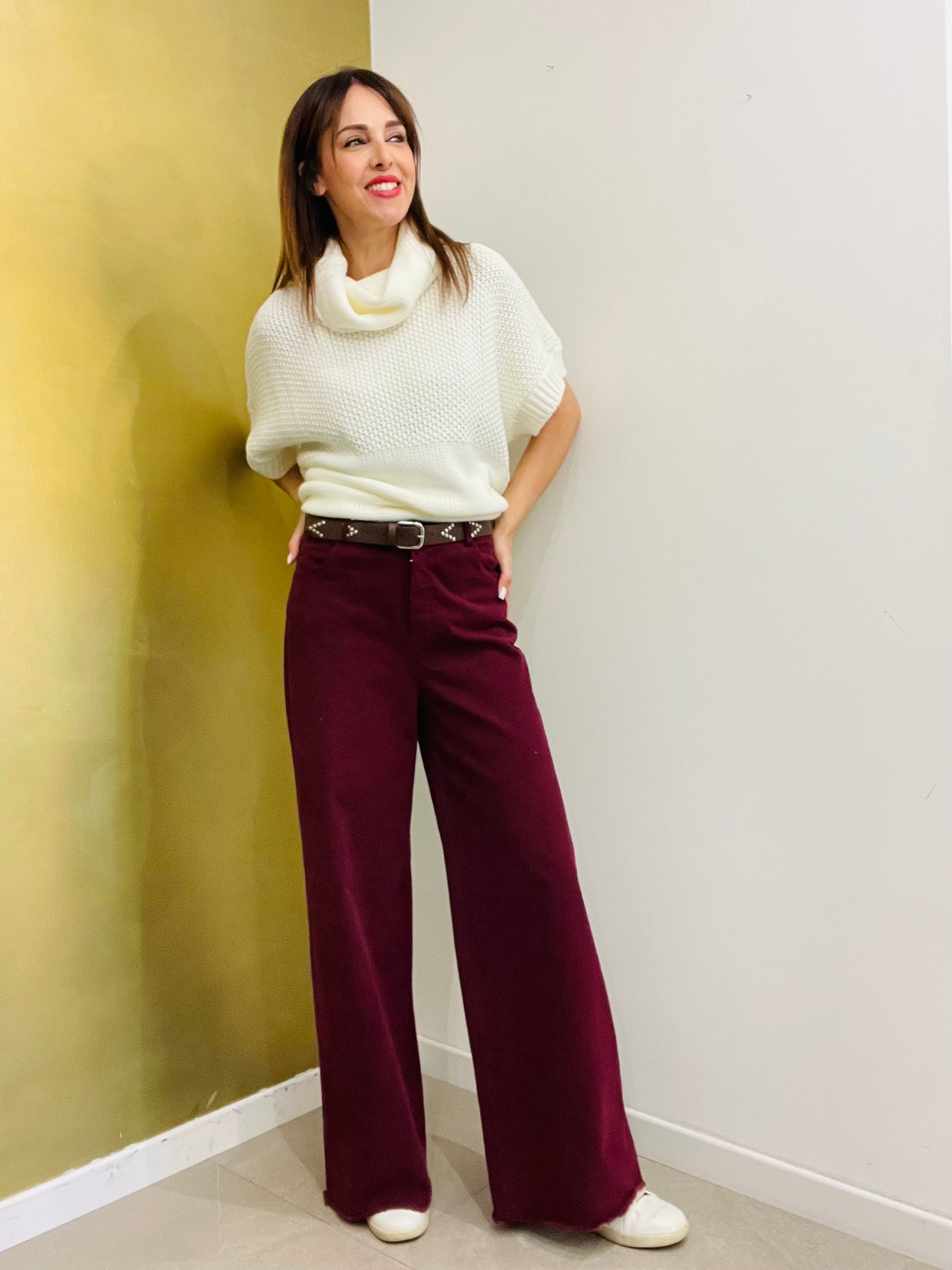 PANTALONE PALAZZO SFRANGIATO