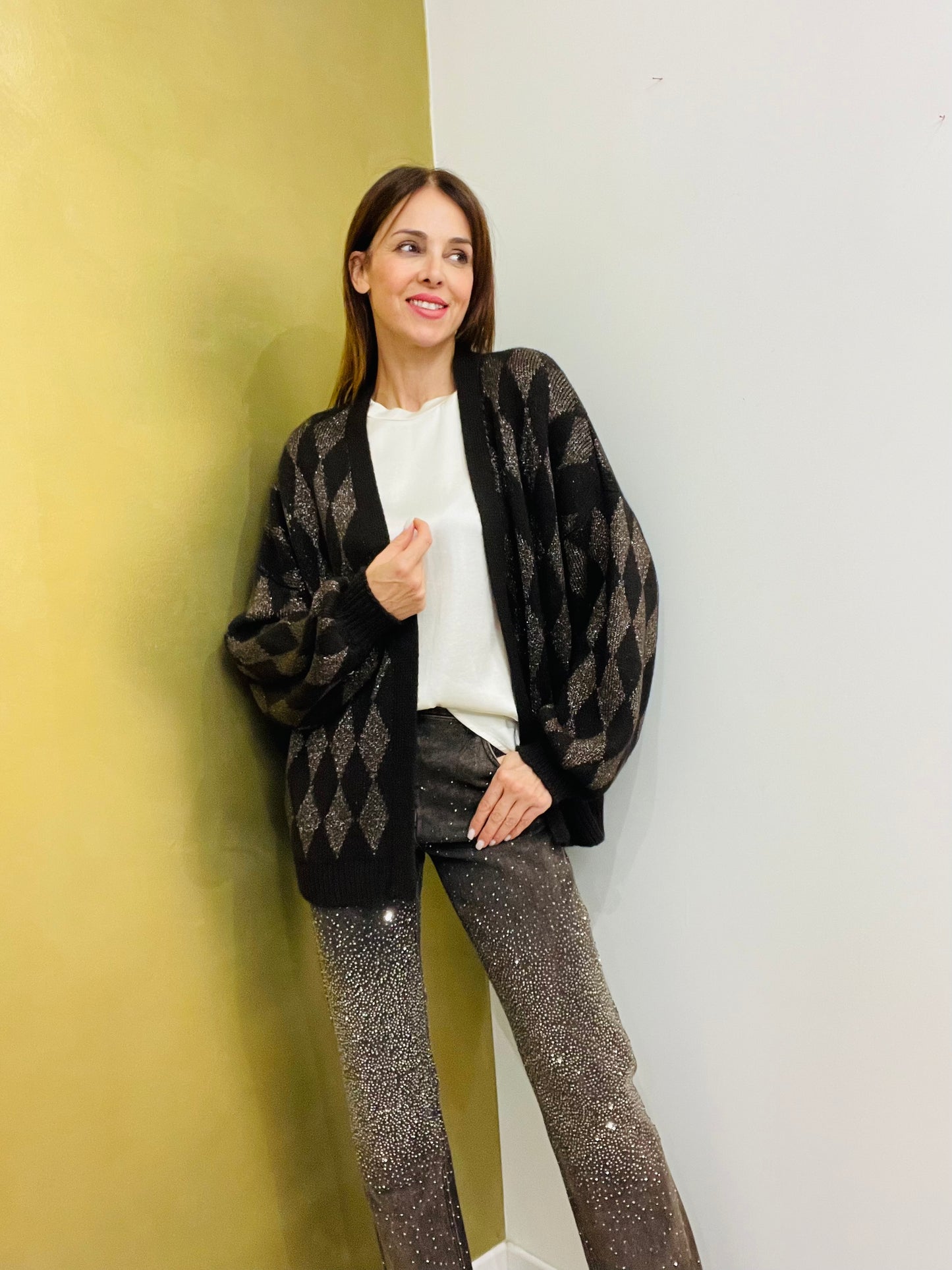CARDIGAN LUNGO ROMBI