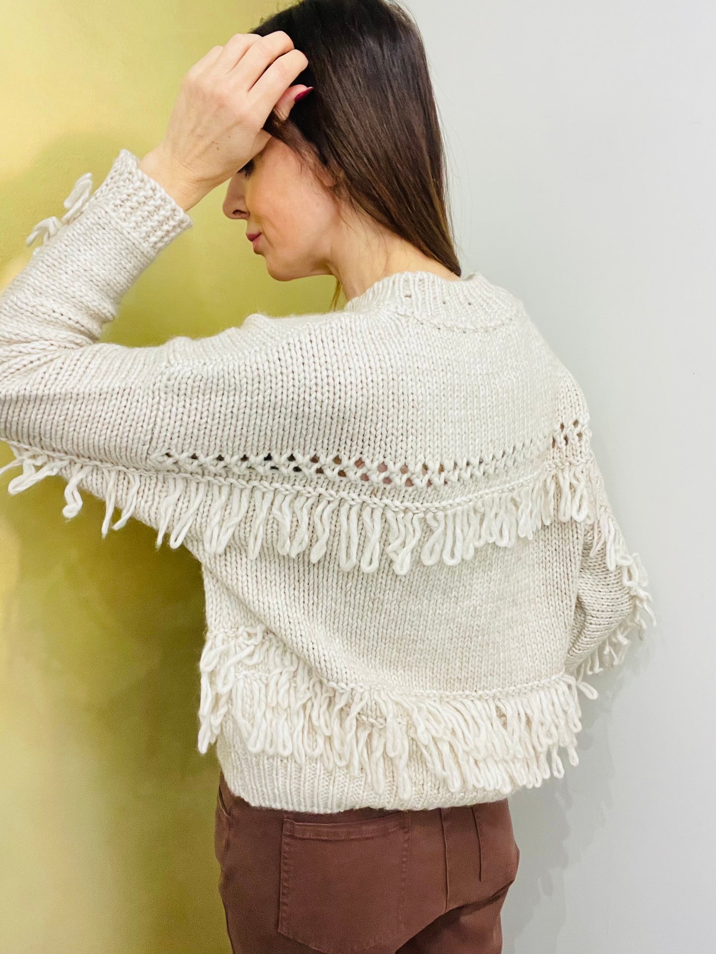 MAGLIA FRANGE ECRU