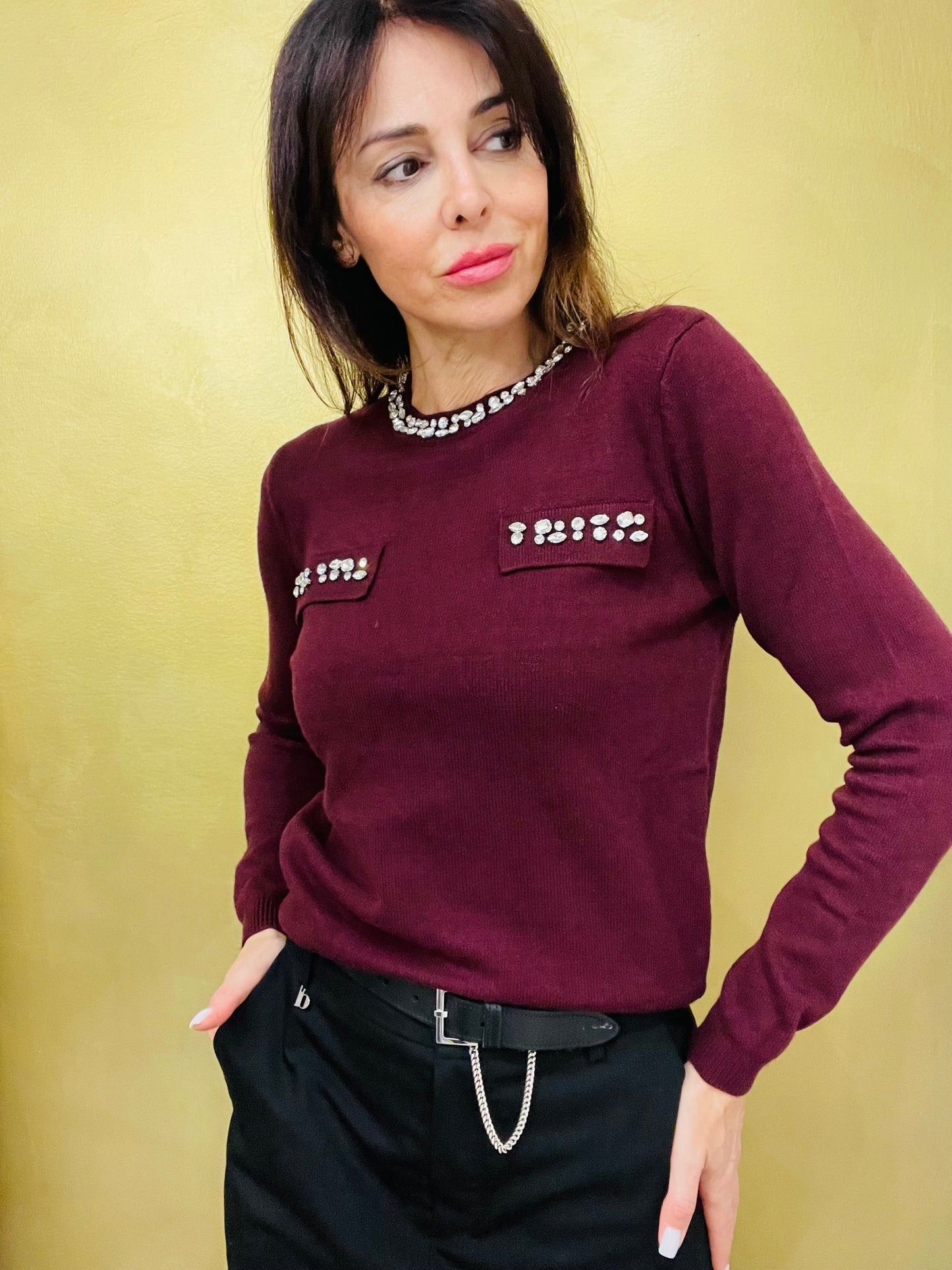 MAGLIA CON STRASS