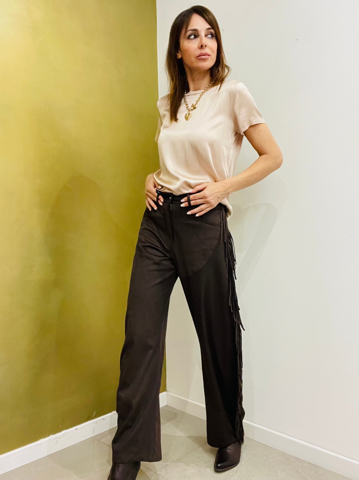 PANTALONE FRANGE SCAMOSCIATO LUMINA