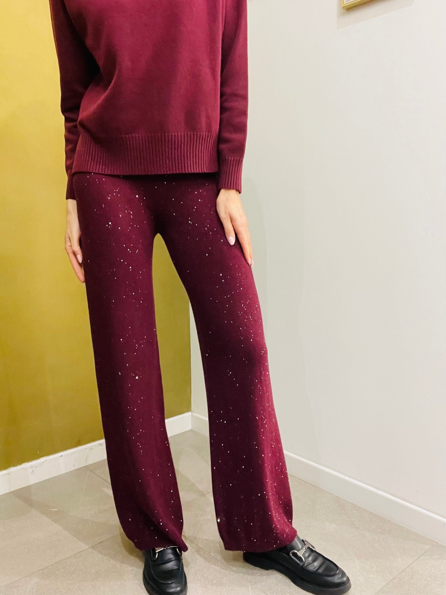 PANTALONE IN MAGLIA MICROPAILLETTES