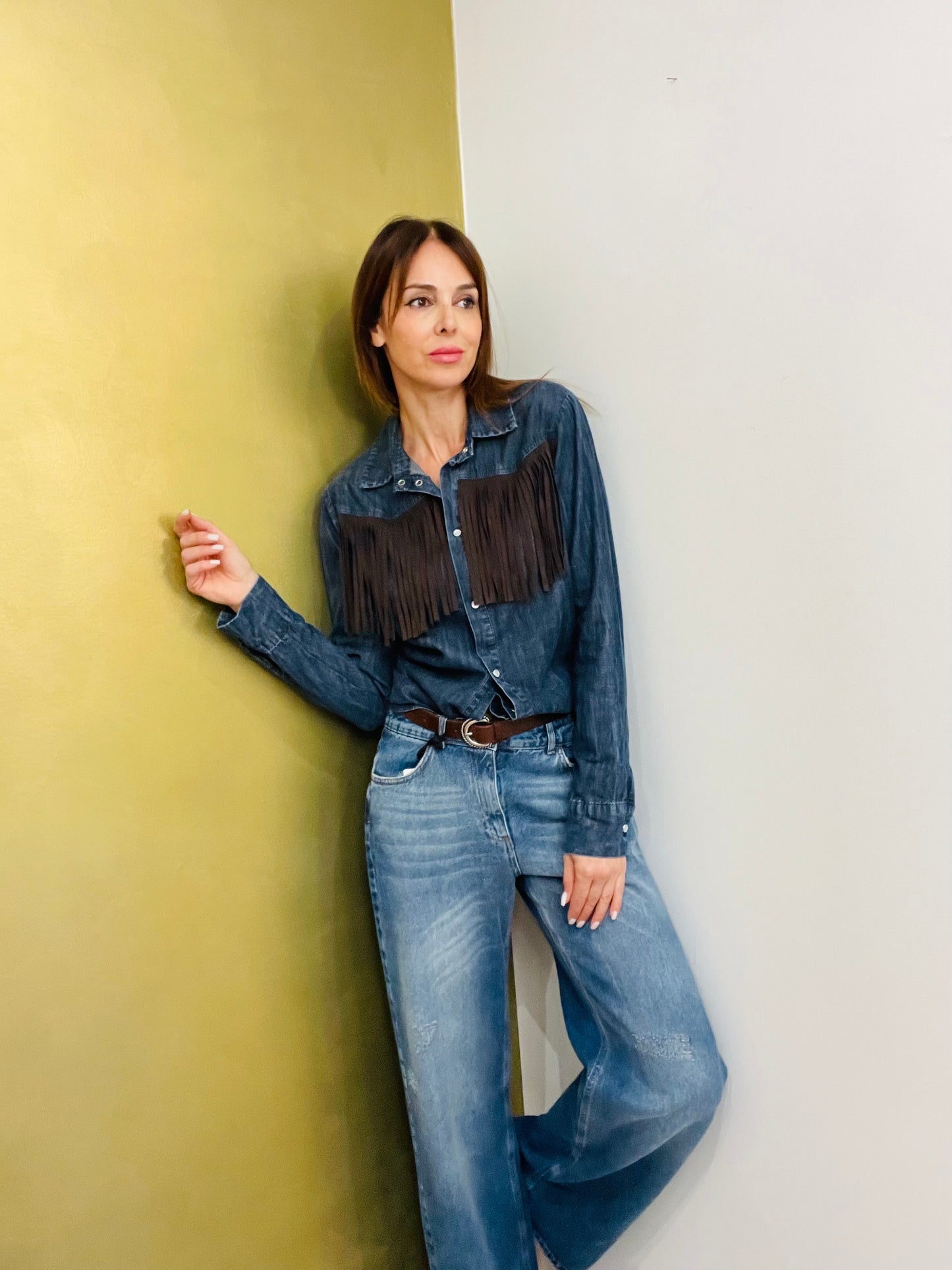 CAMICIA JEANS FRANGE