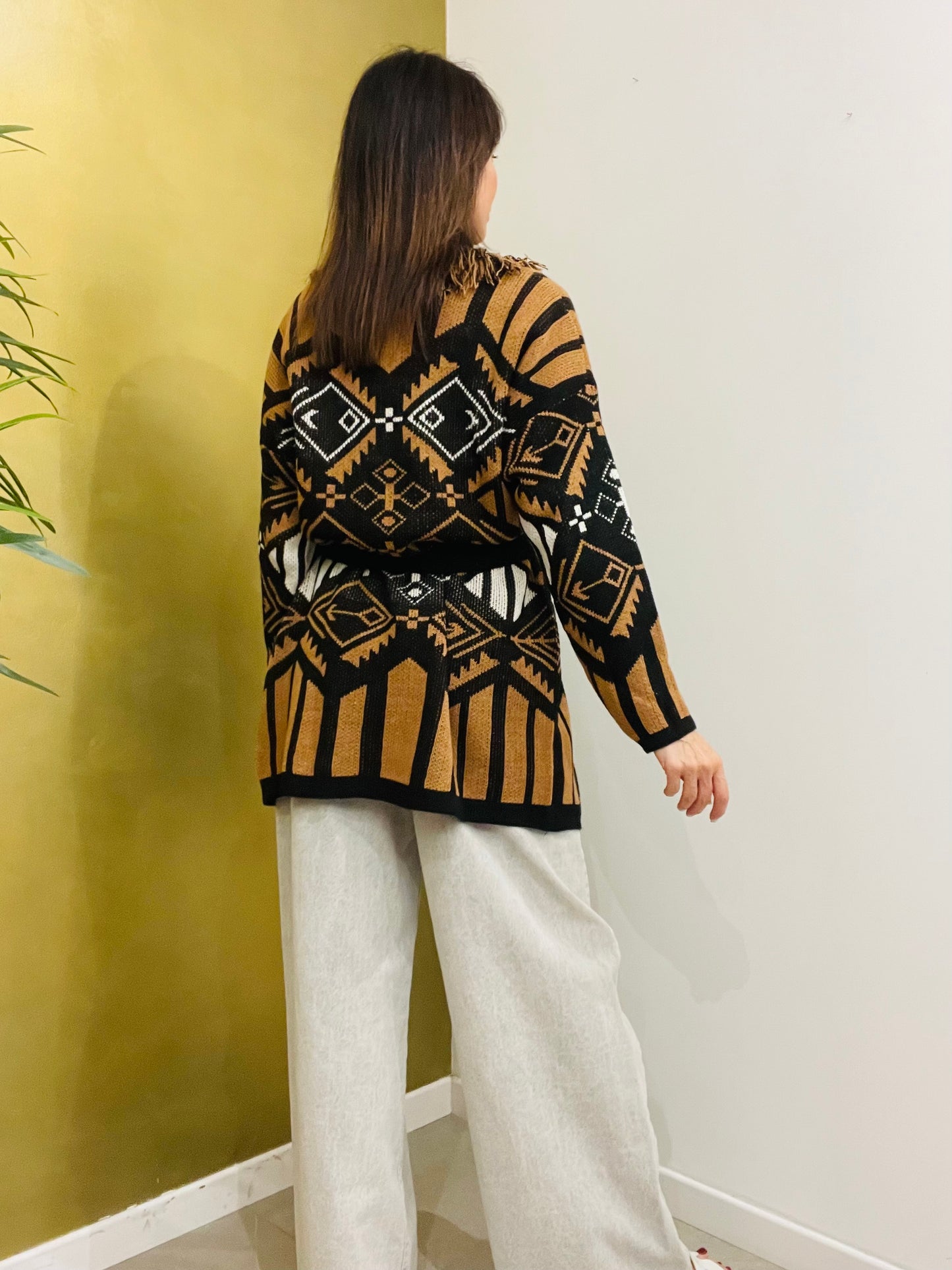 CARDIGAN LUNGO CON FRANGE