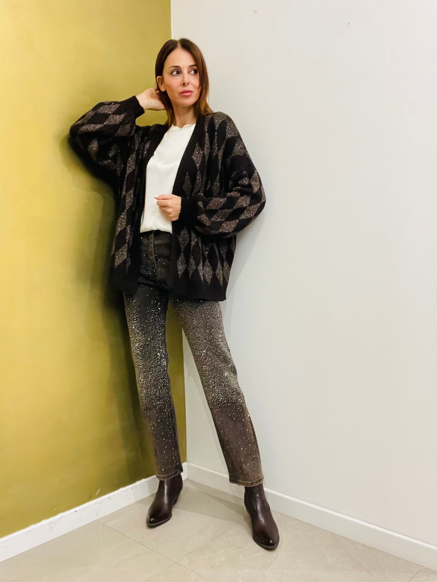CARDIGAN LUNGO ROMBI