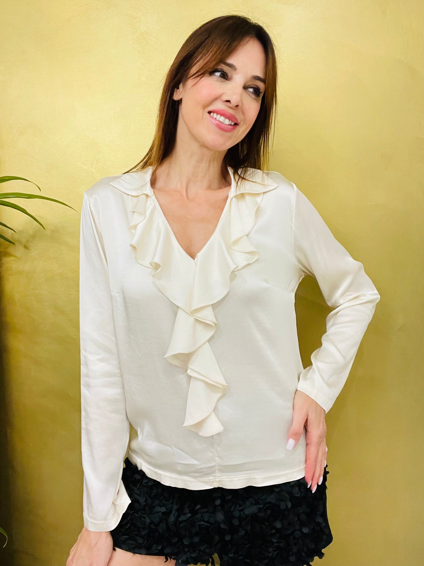 BLUSA SATIN CON ROUCHES