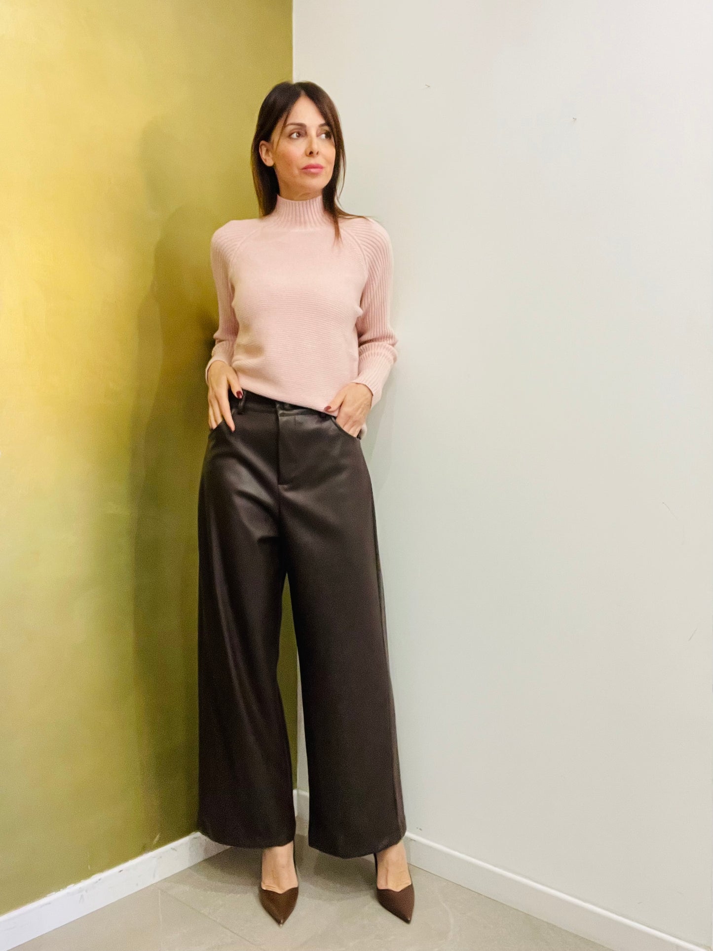 PANTALONE PALAZZO ECOPELLE