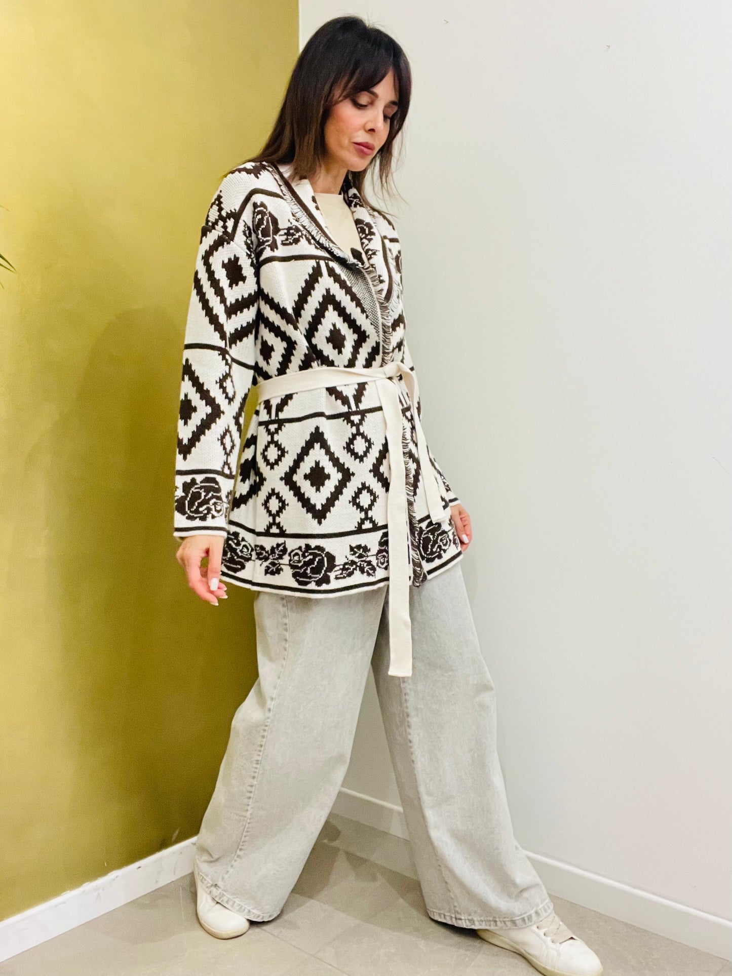 CARDIGAN LUNGO CON FRANGE