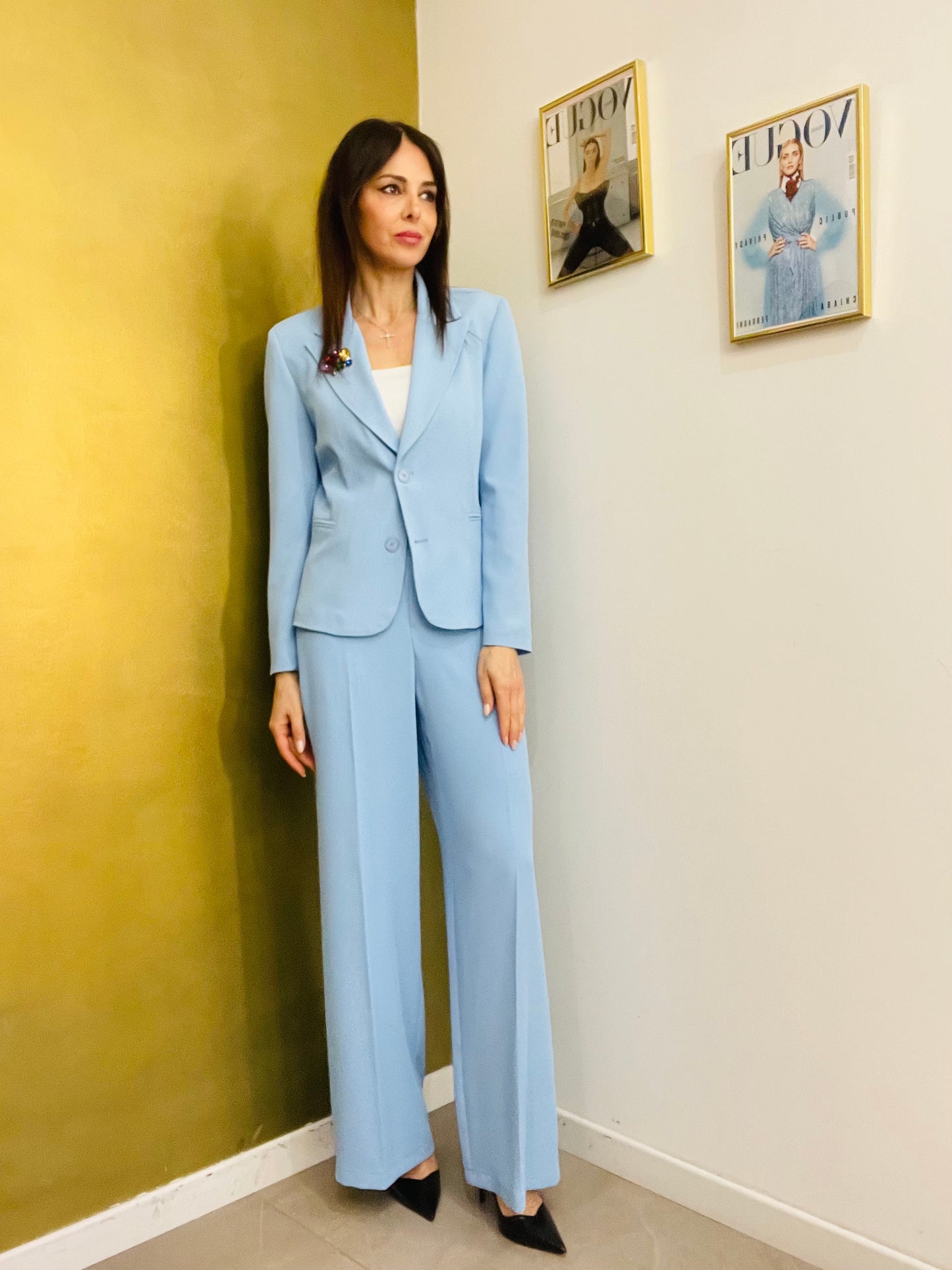 PANTALONE PALAZZO AZZURRO POLVERE
