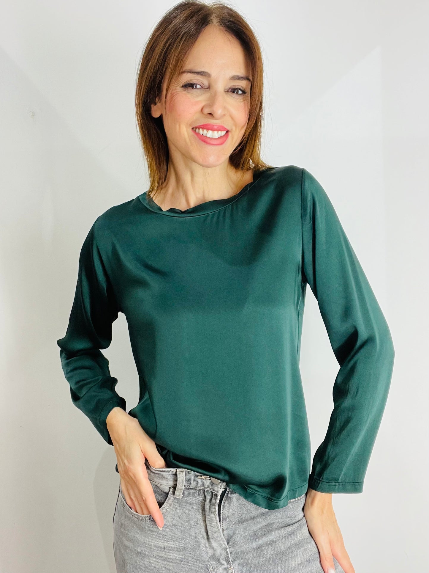 BLUSA SATIN MANICA LUNGA