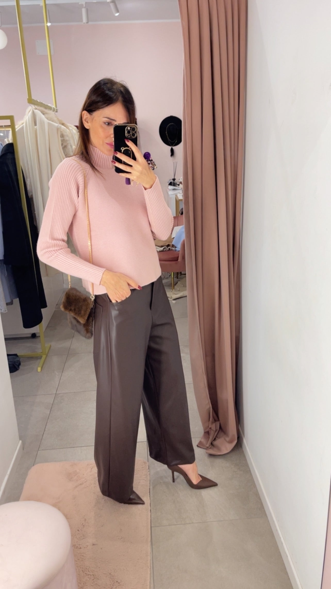 PANTALONE PALAZZO ECOPELLE