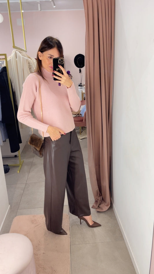 PANTALONE PALAZZO ECOPELLE