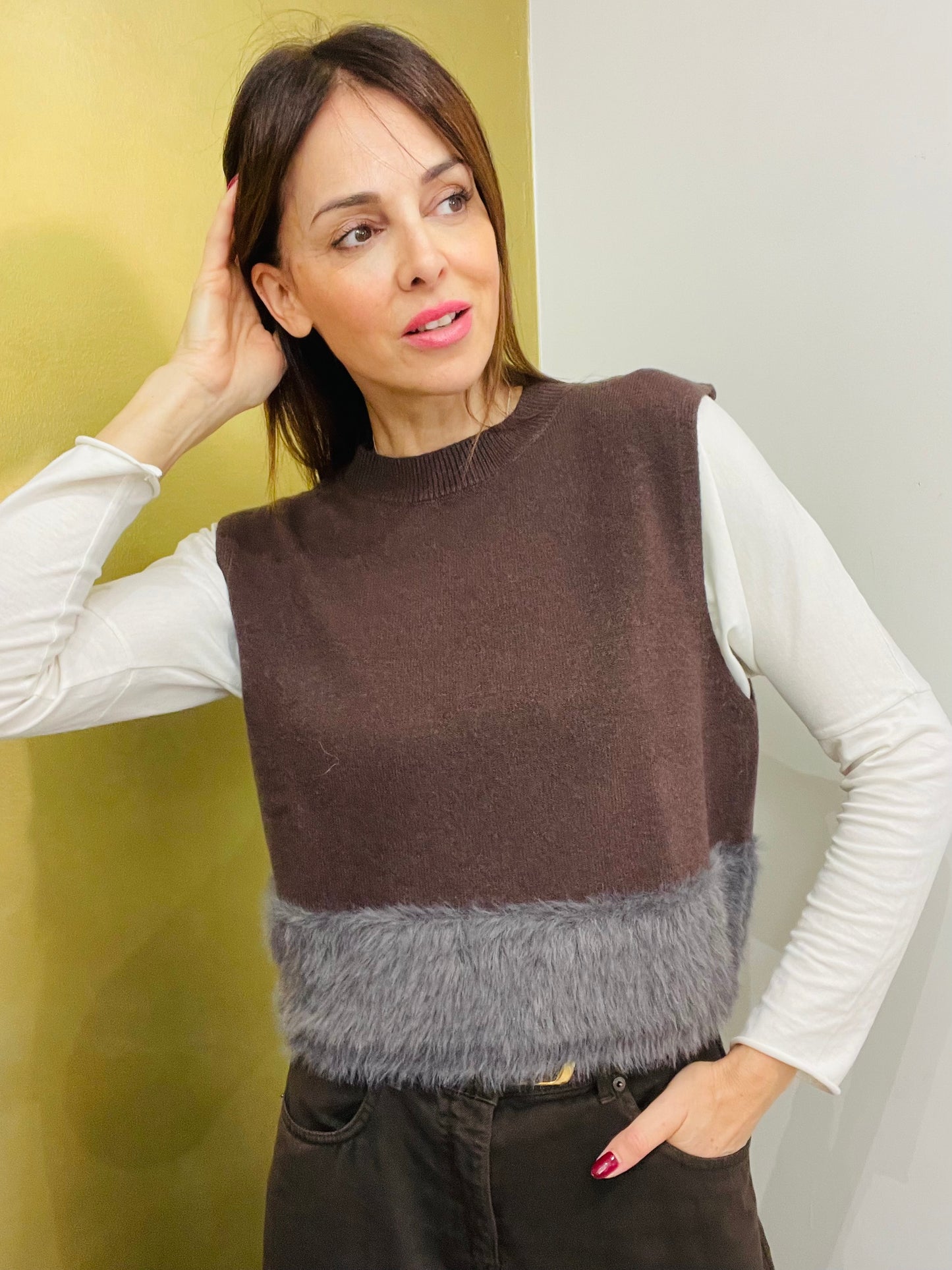 GILET CROP PELLICCIA