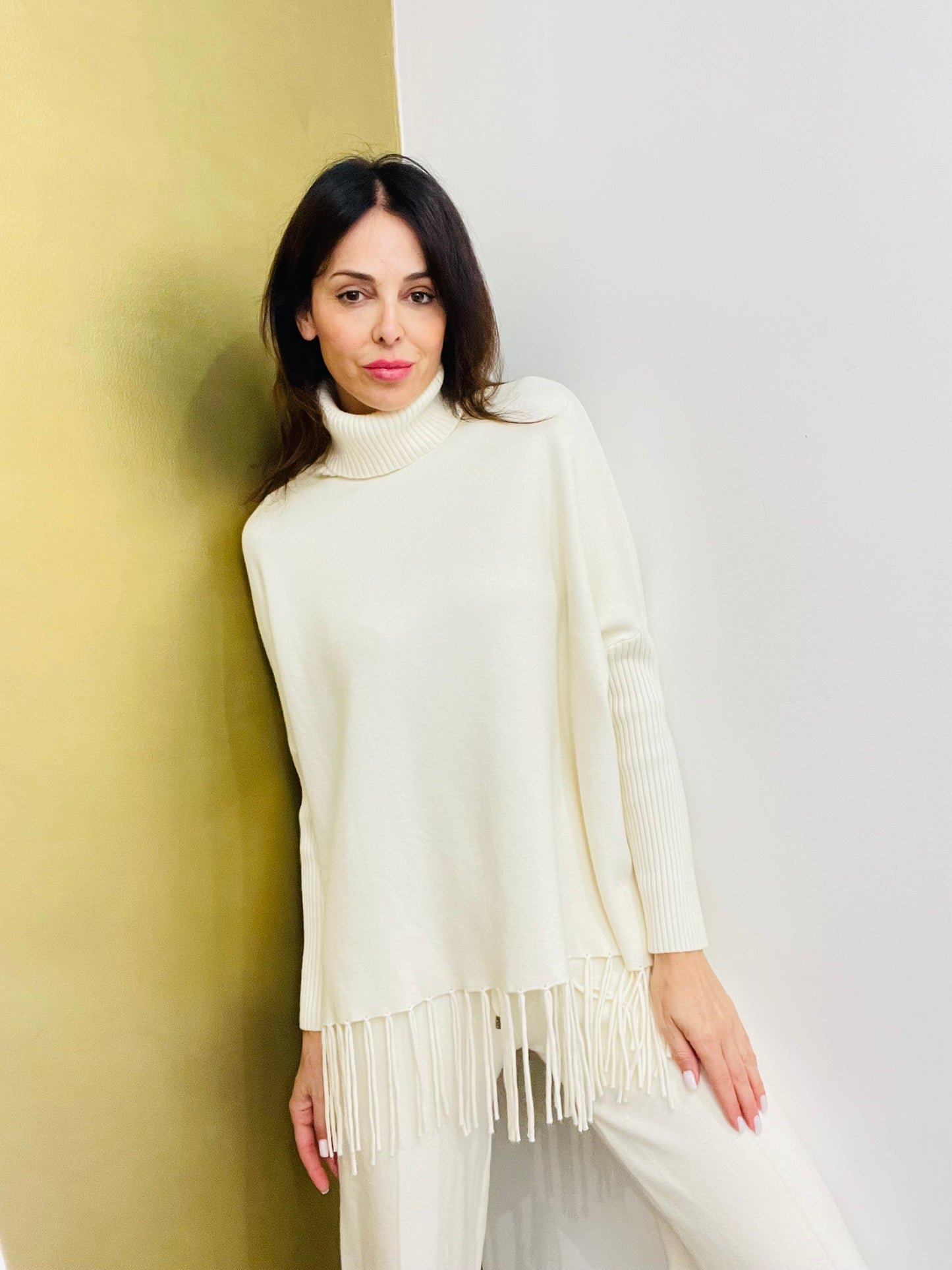 MAGLIA DOLCEVITA CON FRANGE