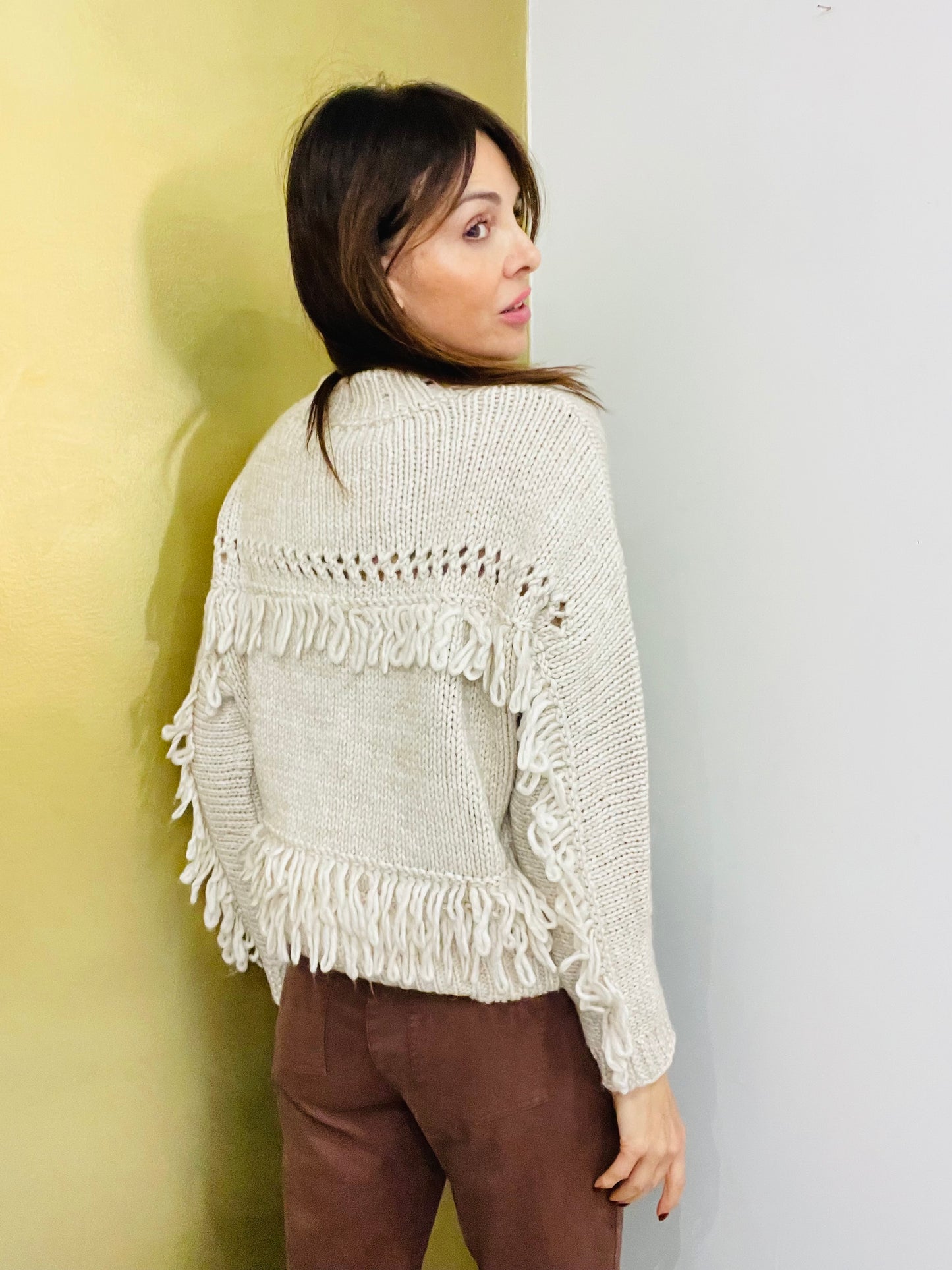 MAGLIA FRANGE ECRU