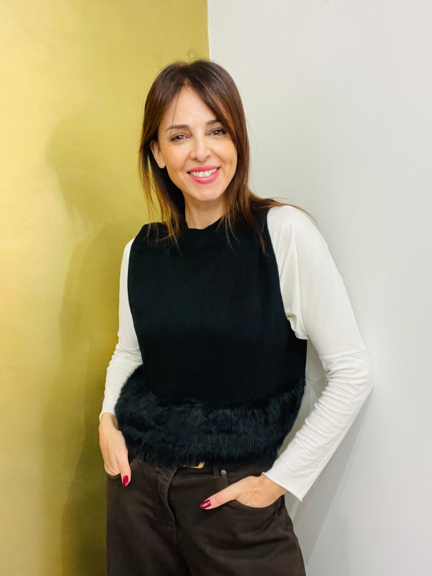 GILET CROP PELLICCIA