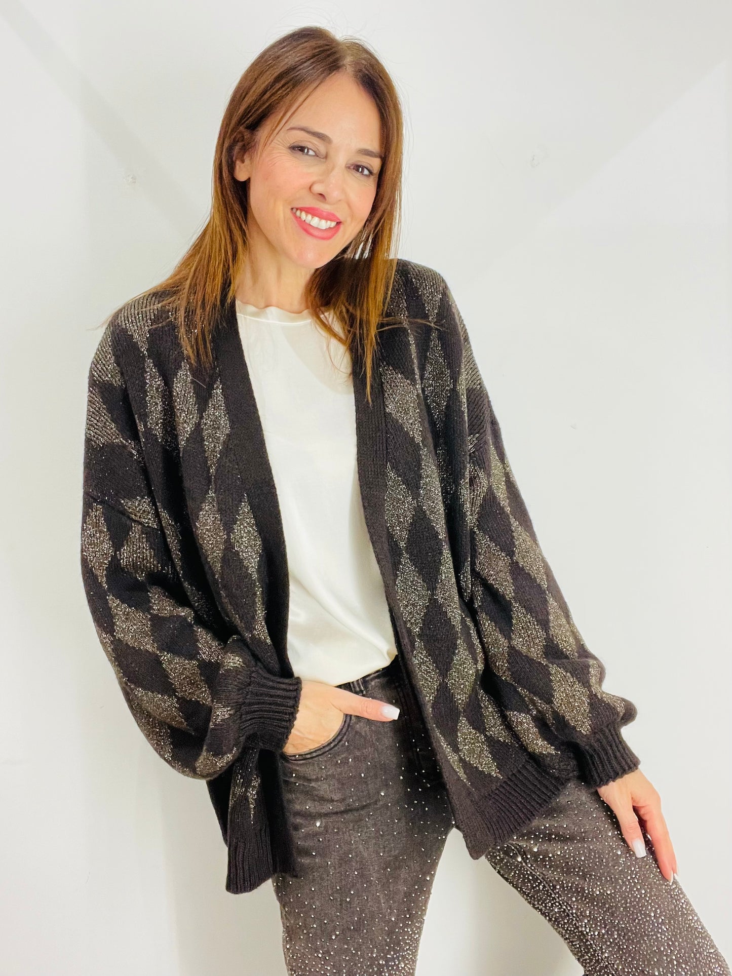 CARDIGAN LUNGO ROMBI