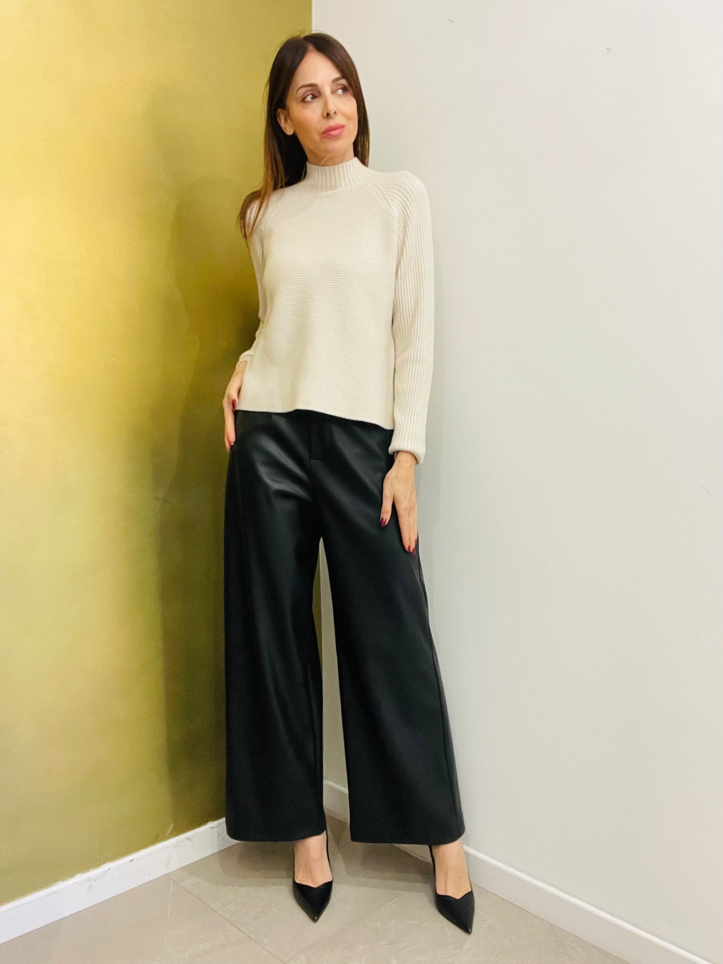 PANTALONE PALAZZO ECOPELLE