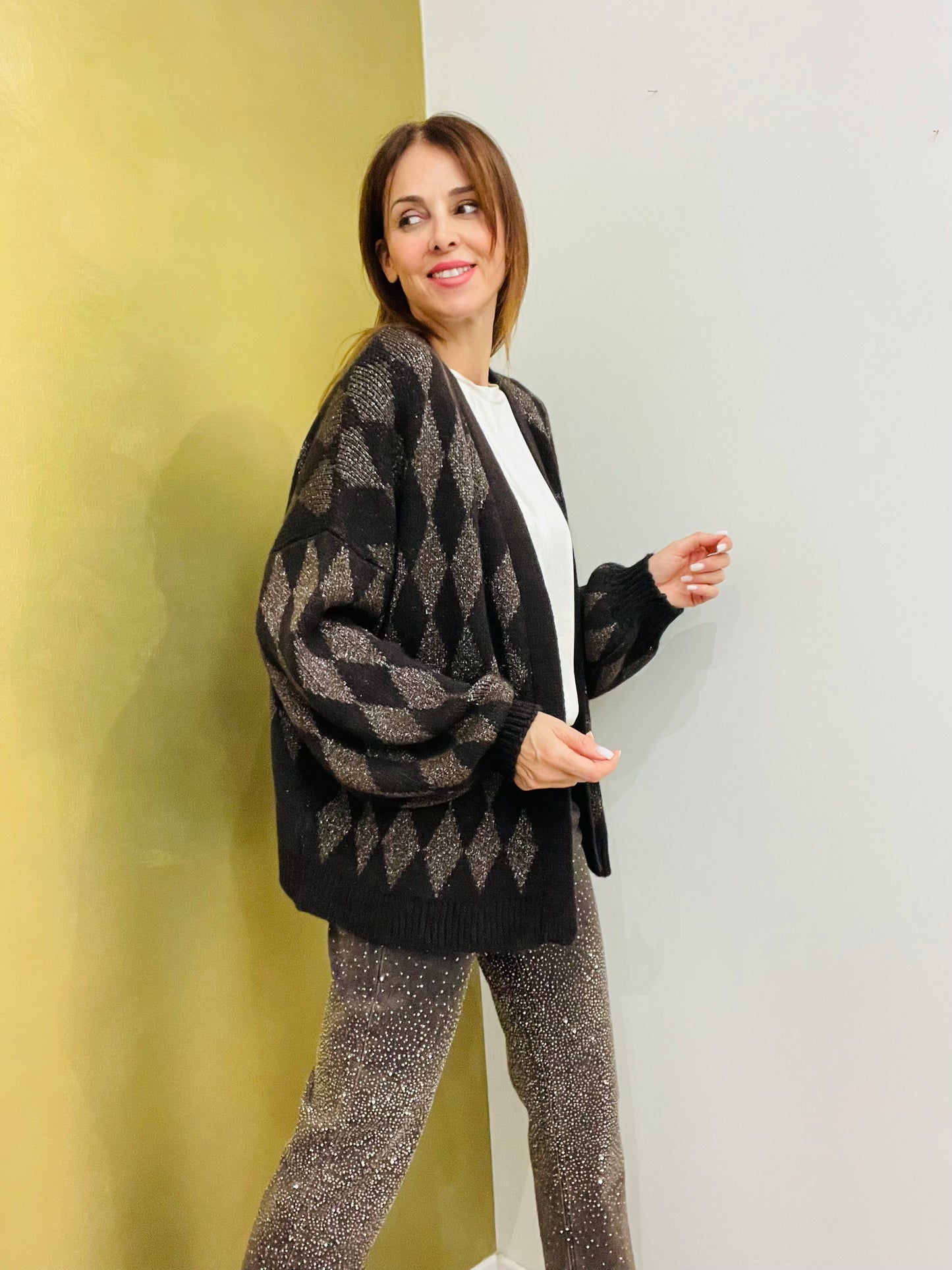 CARDIGAN LUNGO ROMBI