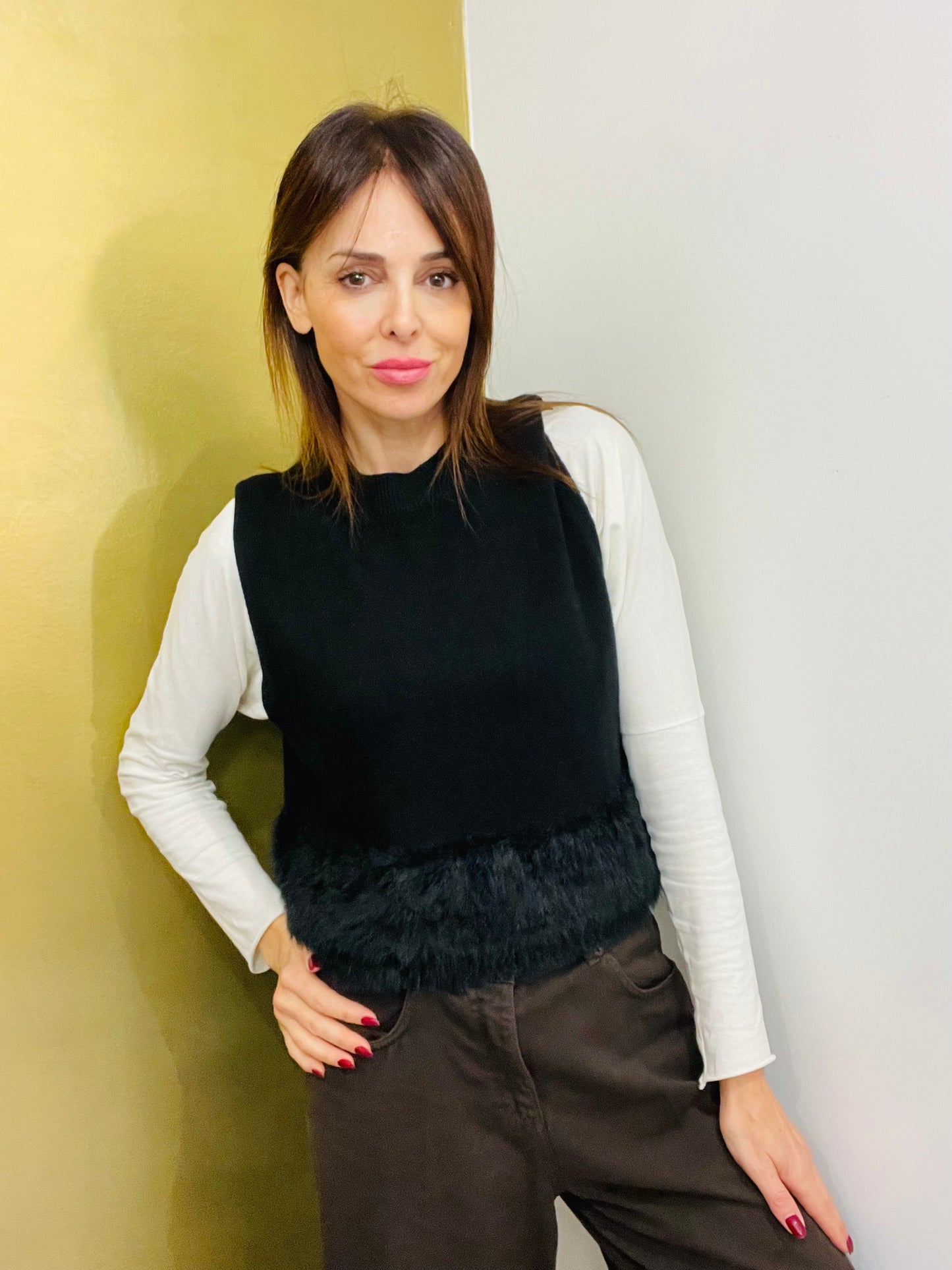 GILET CROP PELLICCIA