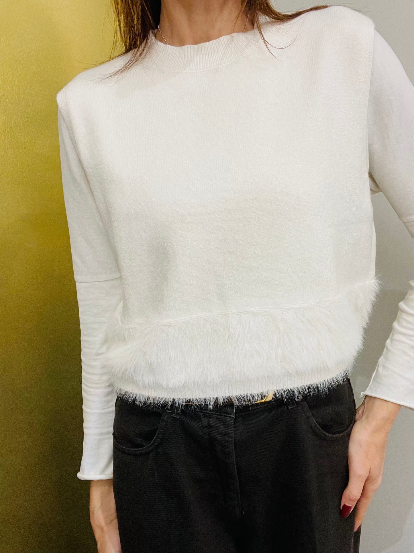 GILET CROP PELLICCIA
