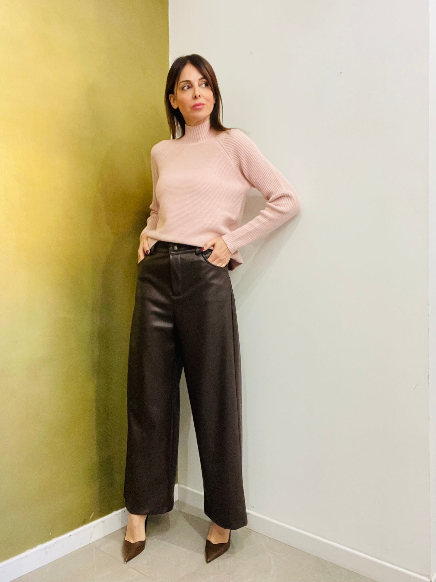 PANTALONE PALAZZO ECOPELLE