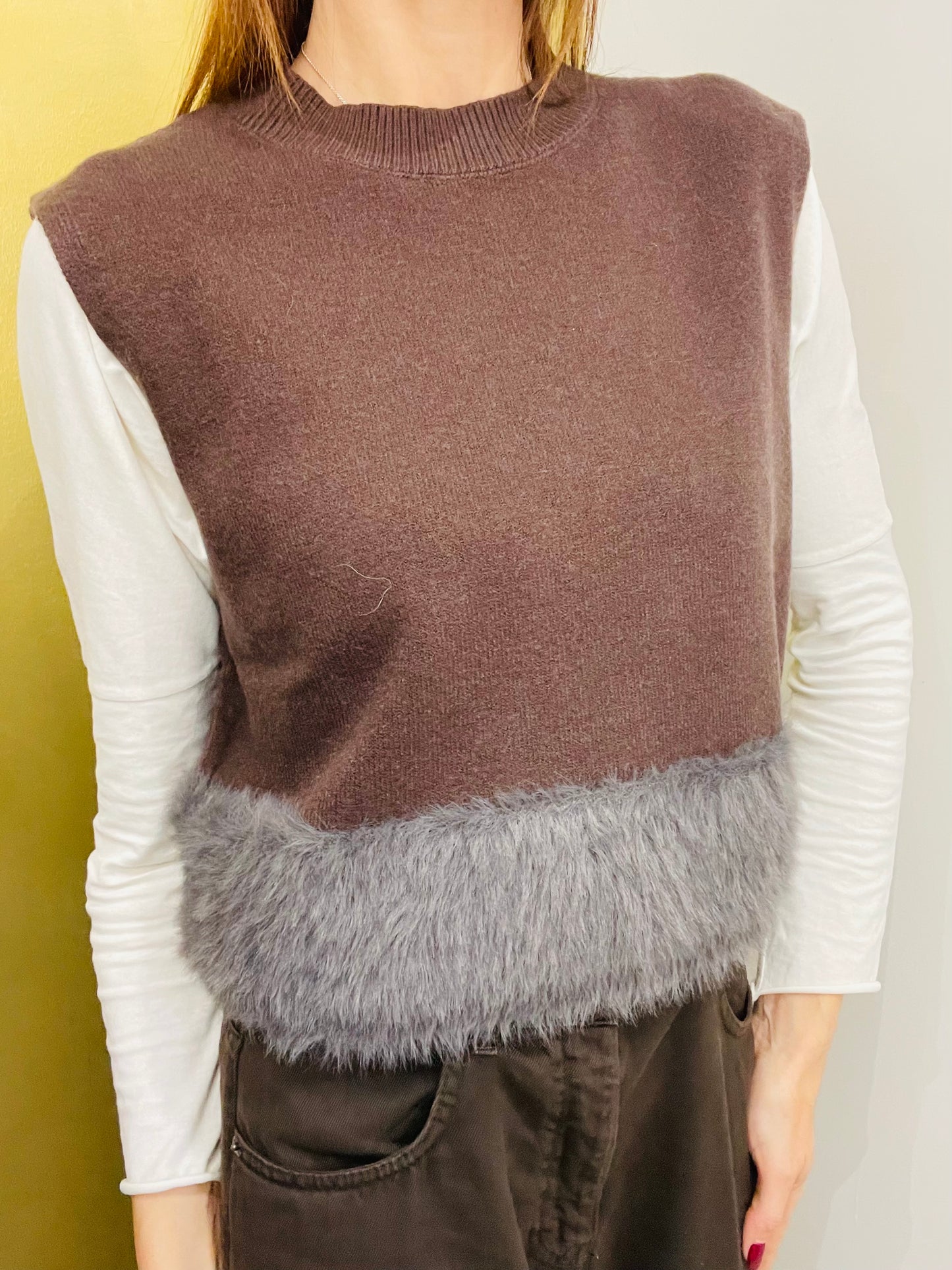 GILET CROP PELLICCIA