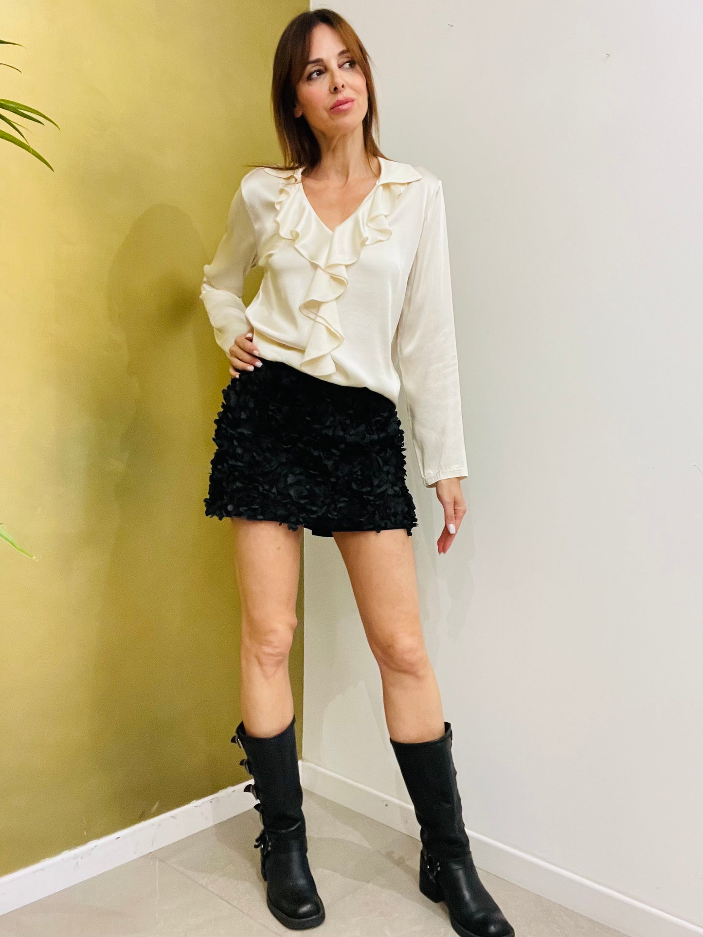 BLUSA SATIN CON ROUCHES