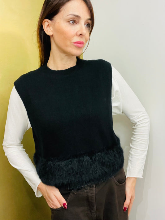 GILET CROP PELLICCIA