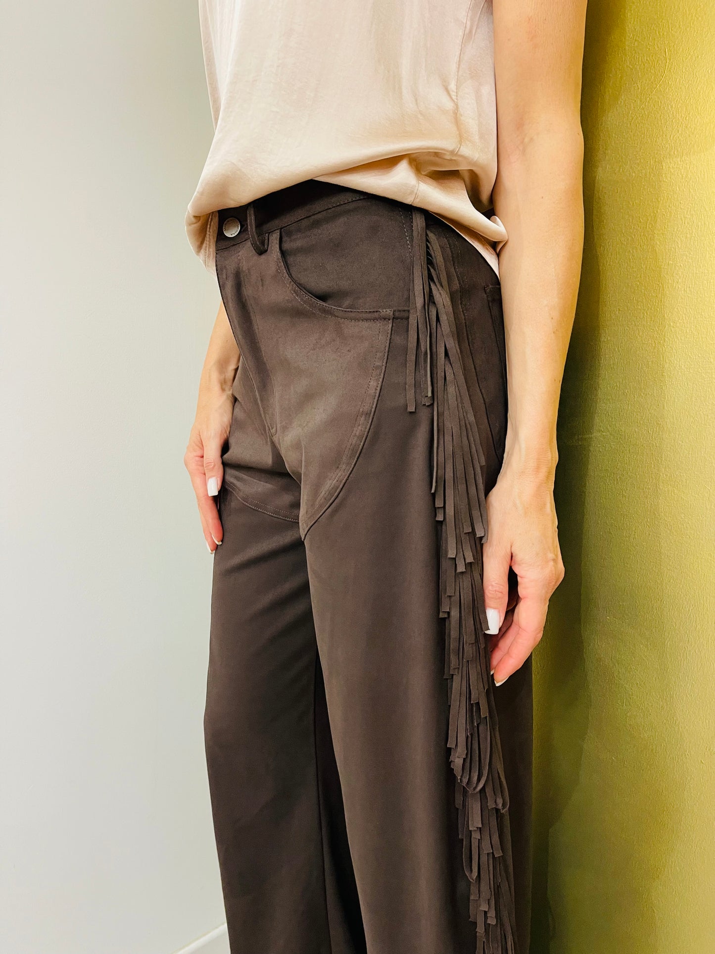 PANTALONE FRANGE SCAMOSCIATO LUMINA