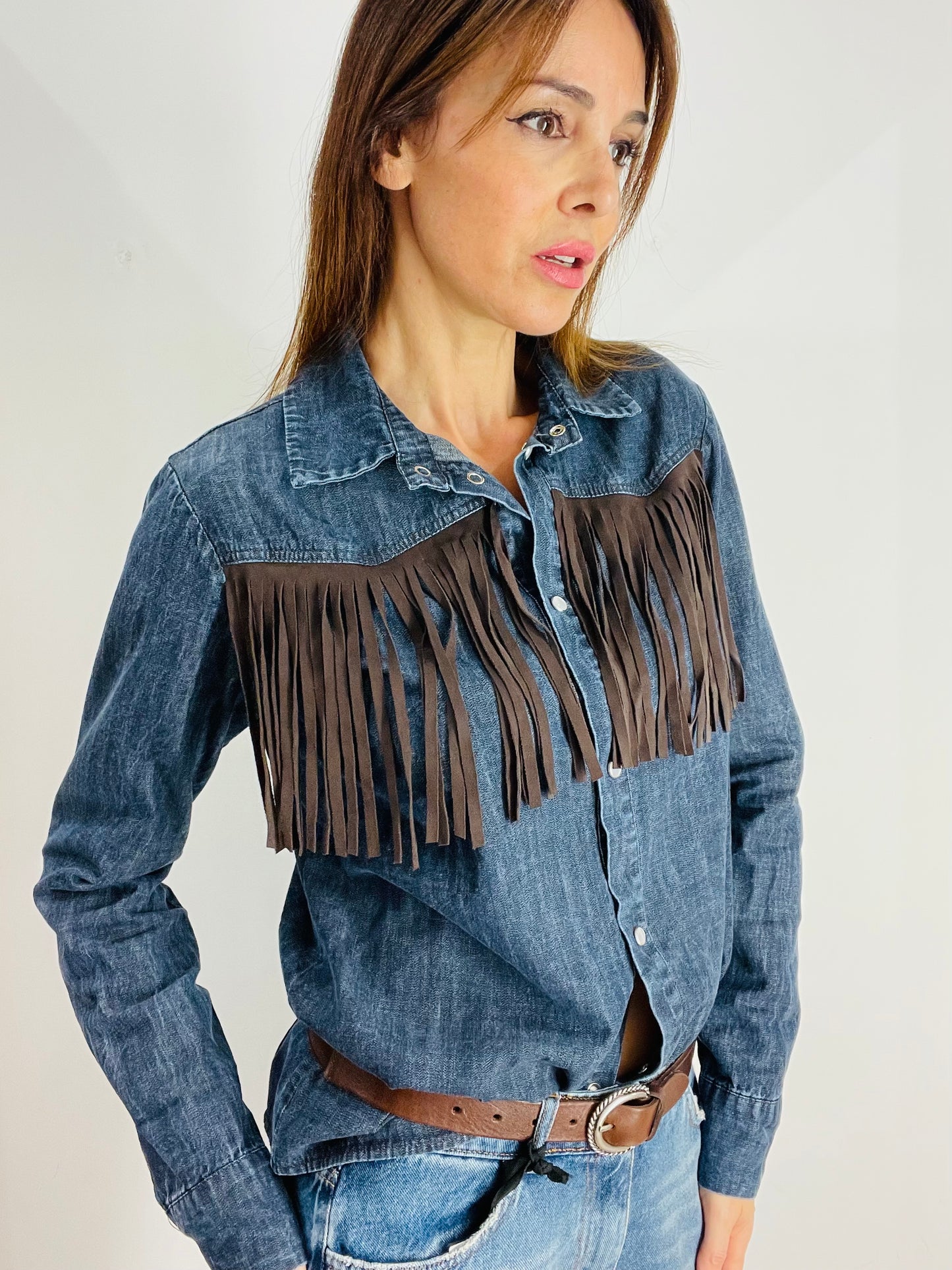 CAMICIA JEANS FRANGE